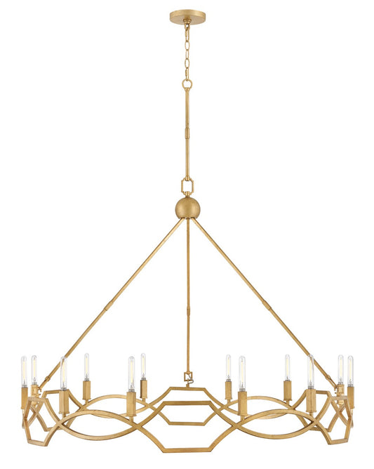Leona LED Chandelier in Distressed Brass