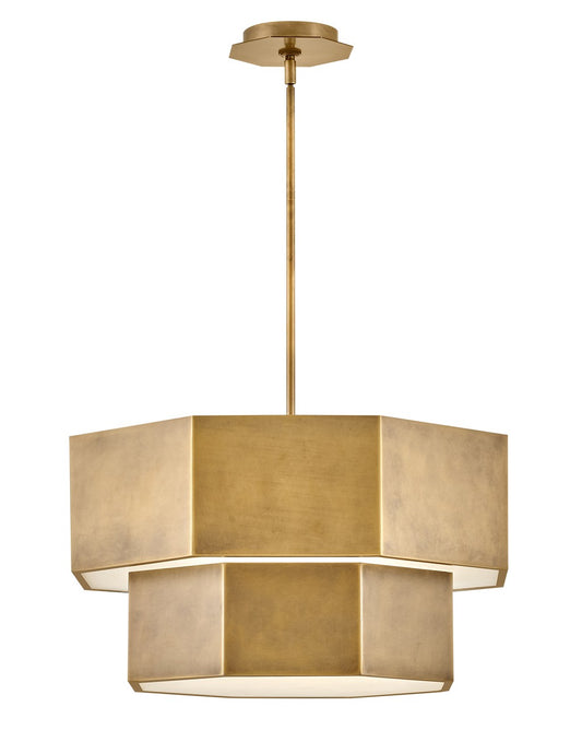 Facet LED Chandelier in Heritage Brass