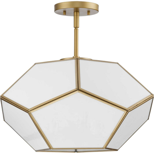 Latham Three Light Flush Mount in Vintage Gold