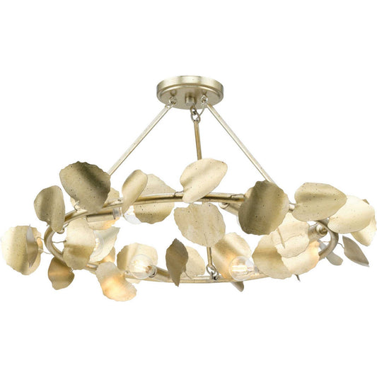 Laurel Six Light Flush Mount in Gilded Silver
