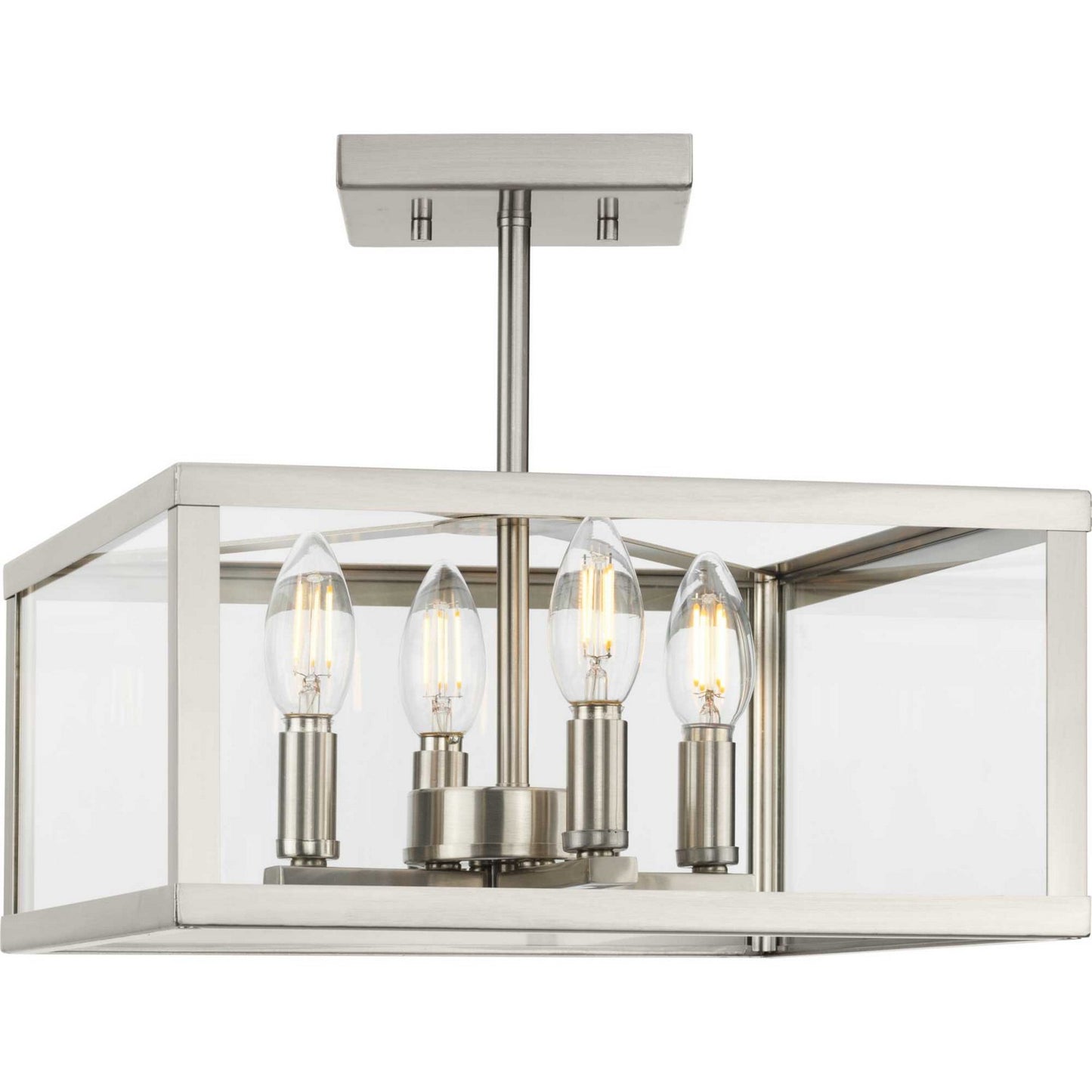 Hillcrest Four Light Semi-Flush Mount in Brushed Nickel
