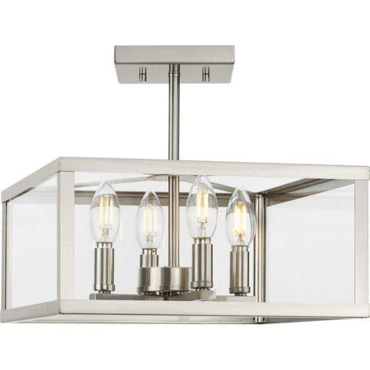 Hillcrest Four Light Semi-Flush Mount in Brushed Nickel