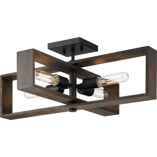 Boundary Four Light Flush Mount in Matte Black