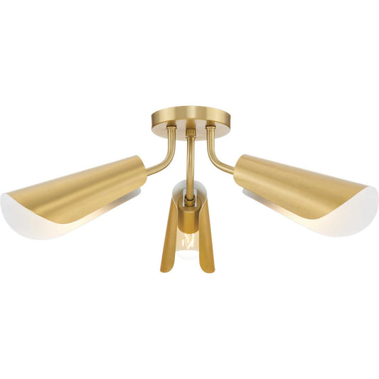 Cornett Three Light Flush Mount in Brushed Gold