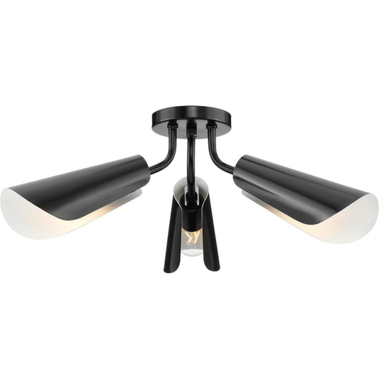 Cornett Three Light Flush Mount in Matte Black