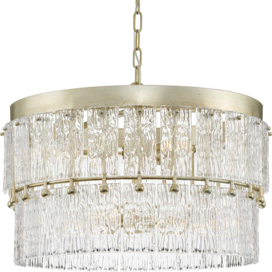 Chevall Six Light Chandelier in Gilded Silver