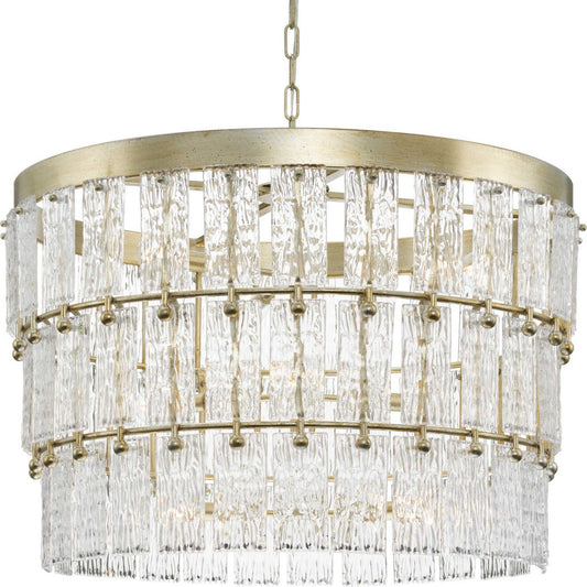 Chevall Nine Light Chandelier in Gilded Silver