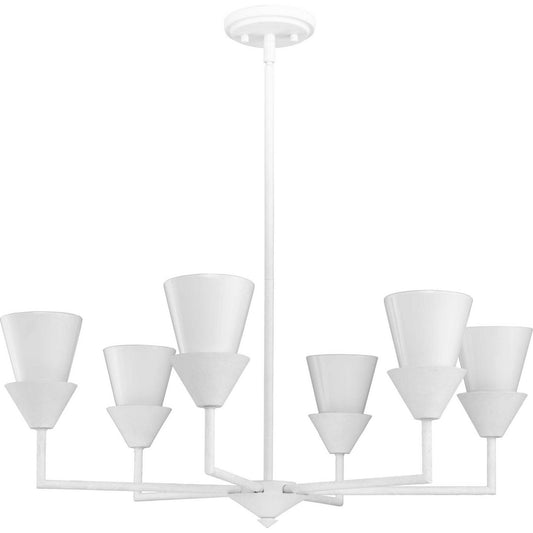 Pinellas Six Light Chandelier in White Plaster