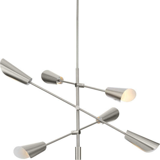 Cornett Six Light Chandelier in Brushed Nickel