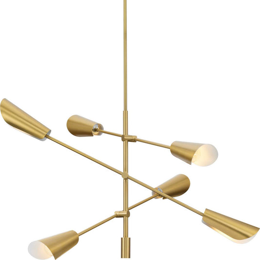 Cornett Six Light Chandelier in Brushed Gold