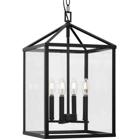 Hillcrest Four Light Foyer Pendant in Matte Black