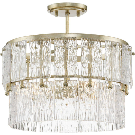 Chevall Three Light Pendant in Gilded Silver