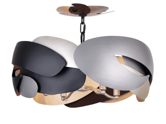 Metalo Misto Four Light Semi Flush Mount in Coal Black With Atlas And Midnight Sliver