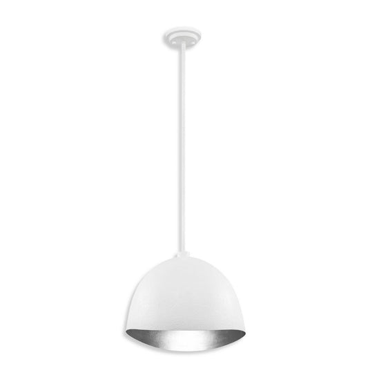 Eclos One Light Pendant in Textured White With Silver Leaf