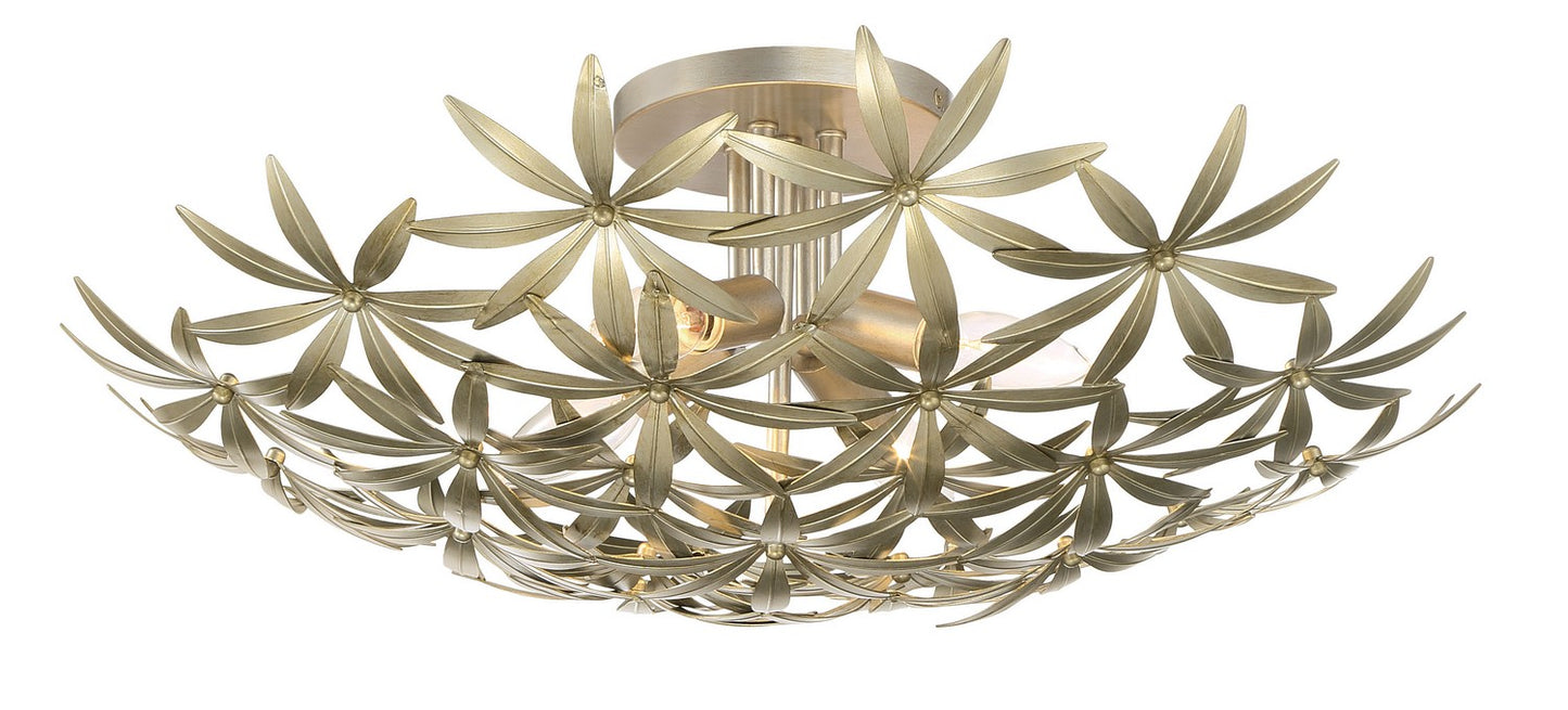 Flower Child Four Light Flush Mount in Ambry Gold