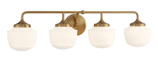 Cornwell Four Light Bath Vanity in Aged Brass
