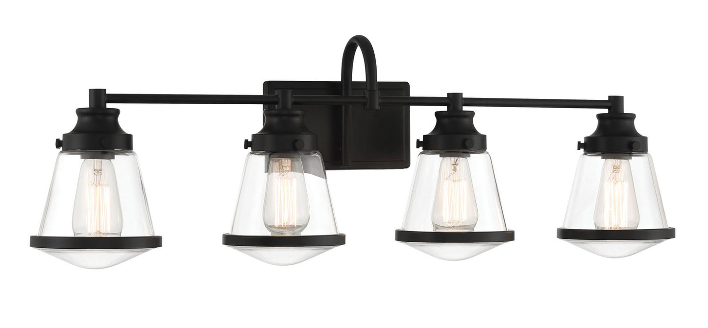 Mannsdale Four Light Bath Vanity in Coal Black