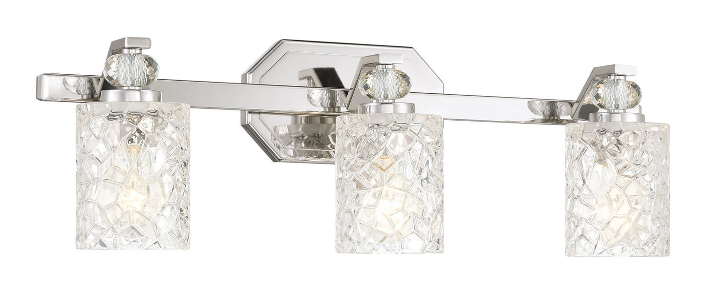 Crystal Kay Three Light Bath Vanity in Chrome