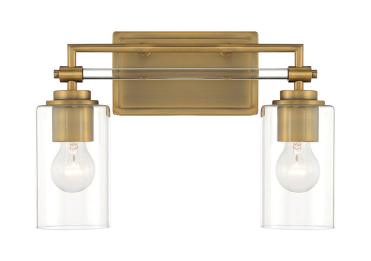 Binsly Two Light Bath Vanity in Aged Brass