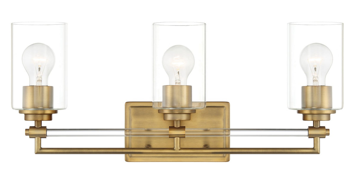 Binsly Three Light Bath Vanity in Aged Brass