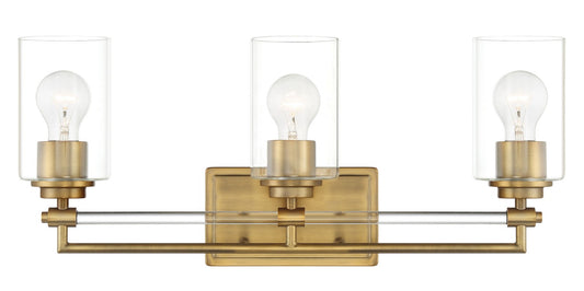 Binsly Three Light Bath Vanity in Aged Brass