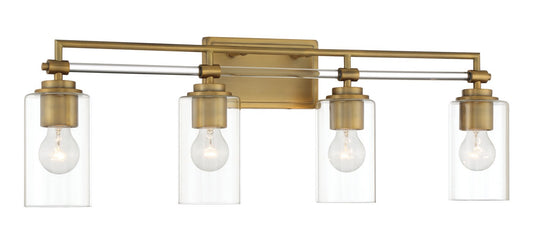 Binsly Four Light Bath Vanity in Aged Brass