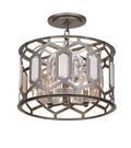 Hexly Three Light Semi Flush Mount in Bronze & Sultry Sliver