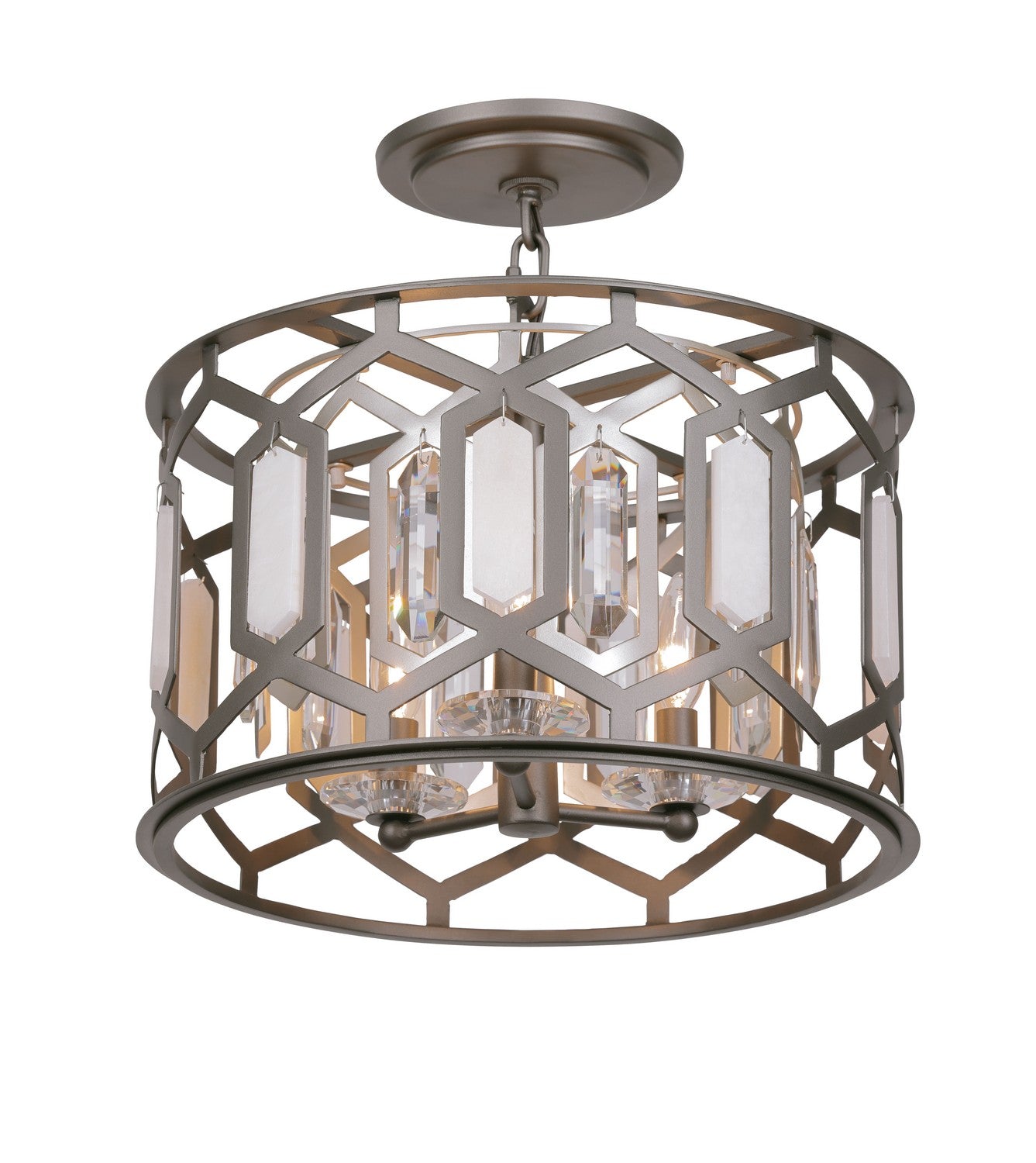 Hexly Three Light Semi Flush Mount in Bronze & Sultry Sliver