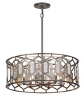 Hexly Six Light Pendant in Bronze & Sultry Sliver