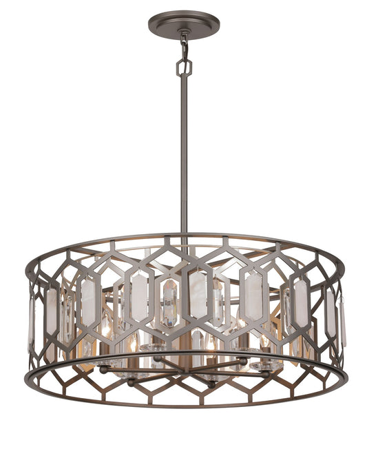 Hexly Six Light Pendant in Bronze & Sultry Sliver