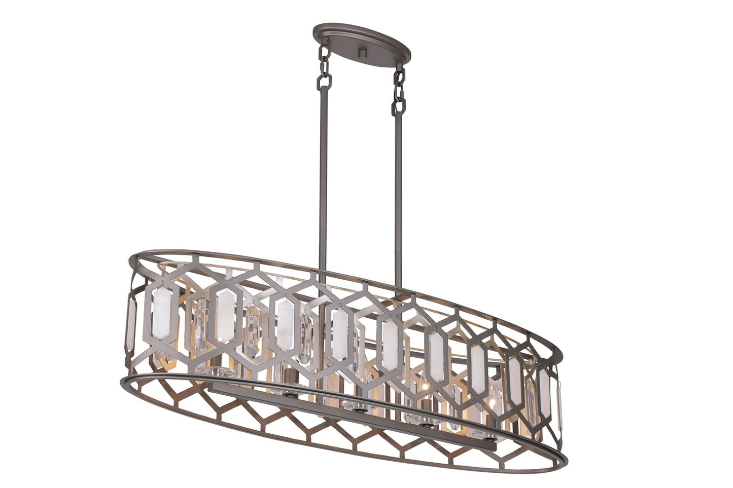 Hexly Five Light Island Pendant in Bronze & Sultry Sliver