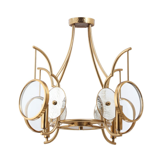 Into Focus Four Light Semi Flush Mount in Artisan Brass
