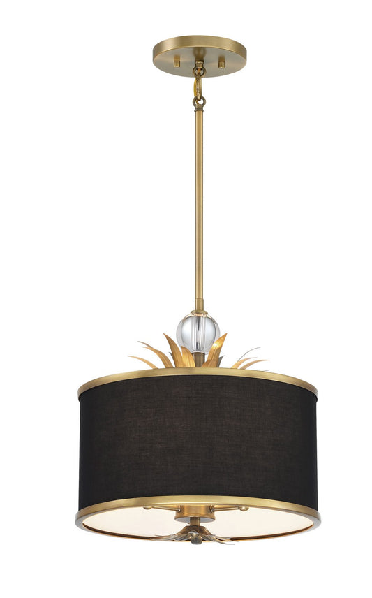 Caprio Three Light Pendant in Brush Brass