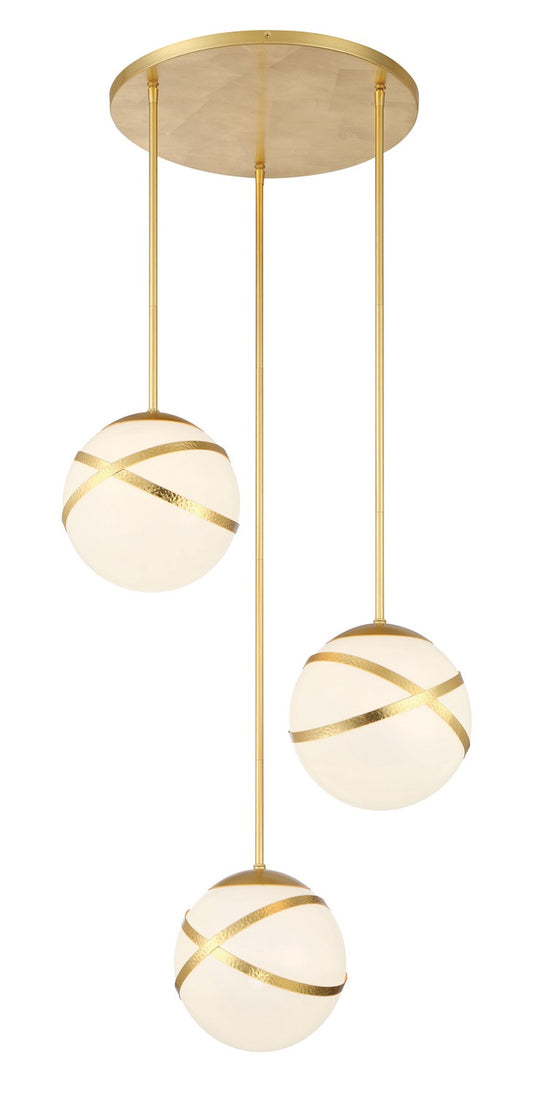 Batignolles Three Light Pan Pendant in Spring Gold Leaf