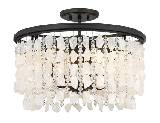 Shimmering Elegance Four Light Semi Flush Mount in Sand Coal