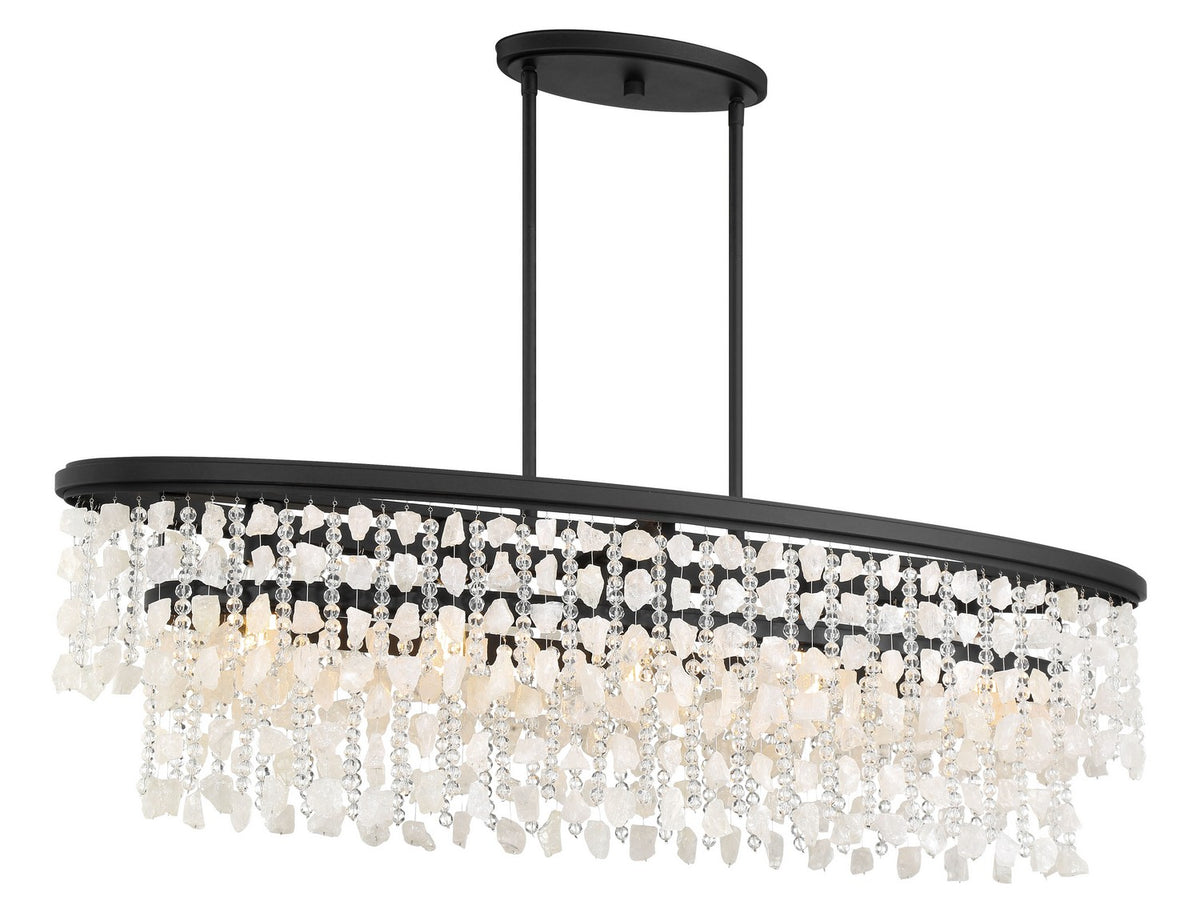 Shimmering Elegance Five Light Island Pendant in Sand Coal
