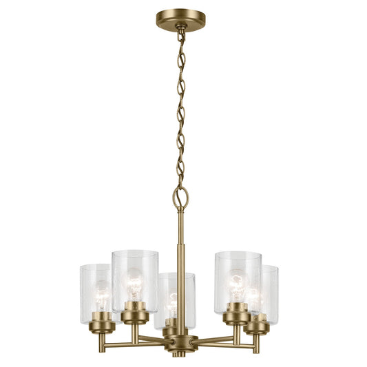 Winslow Five Light Chandelier in Natural Brass