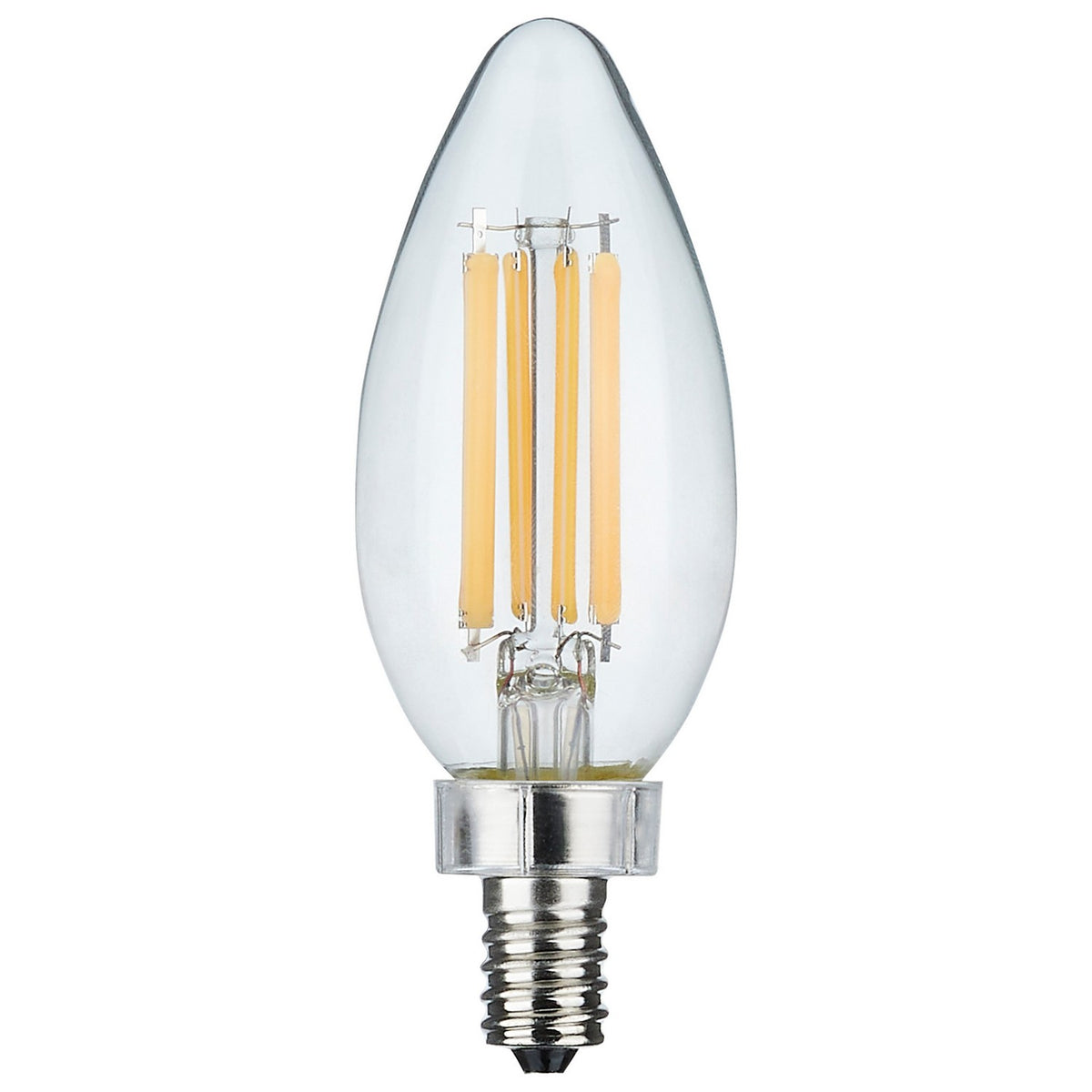 (4-Pack) Satco S11345 8W LED C11 Candle Bulb, E12 Base, 5000K, 760 Lumens, Clear