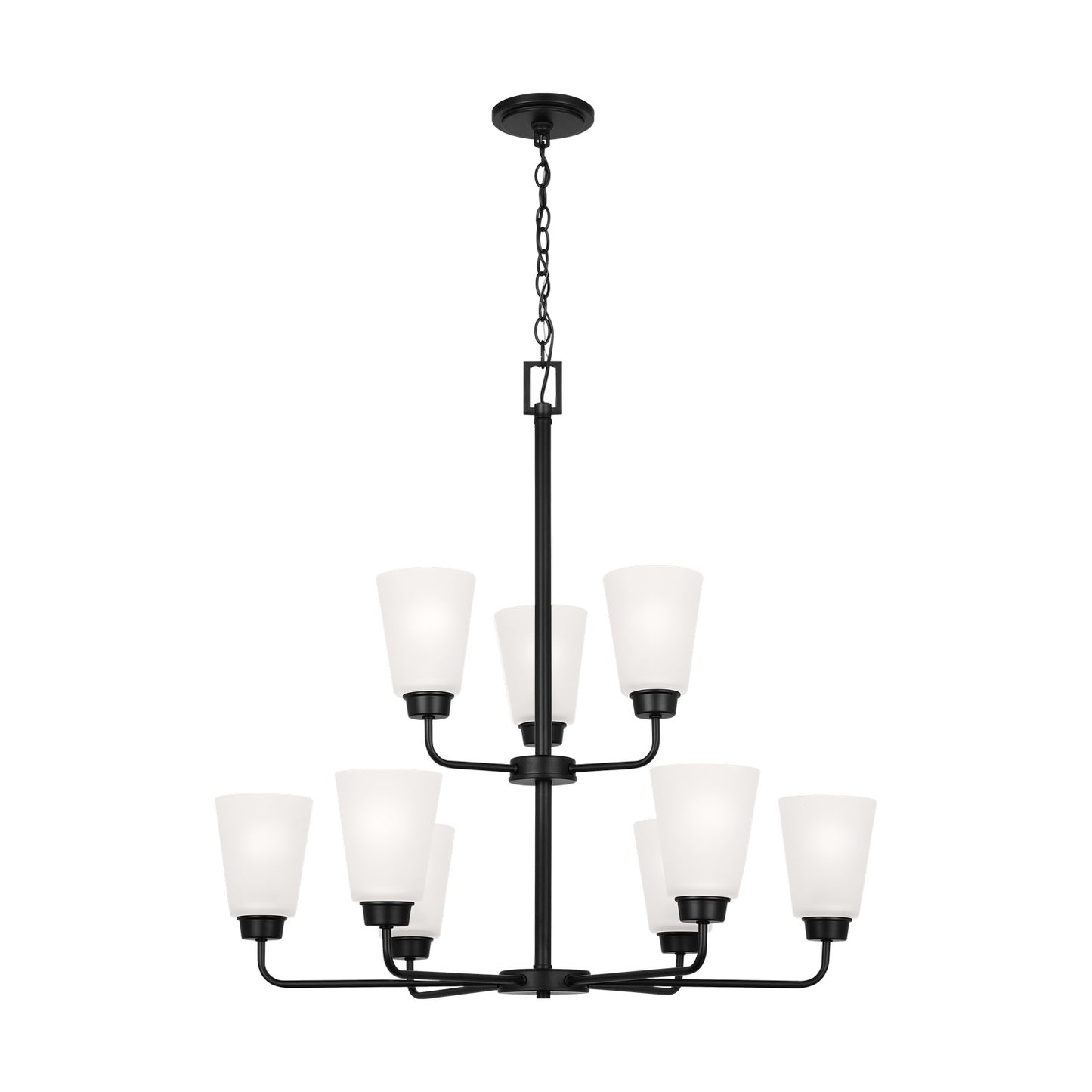 Kerrville Nine Light Chandelier in Midnight Black