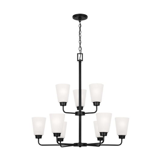 Kerrville Nine Light Chandelier in Midnight Black