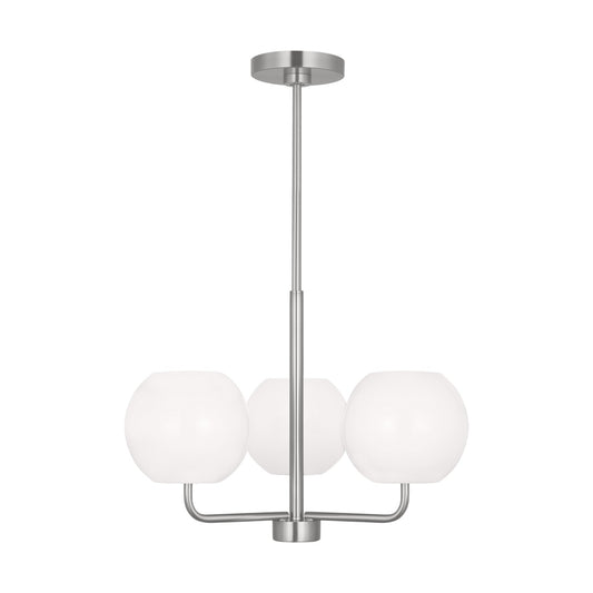 Rory Three Light Chandelier in Brushed Steel