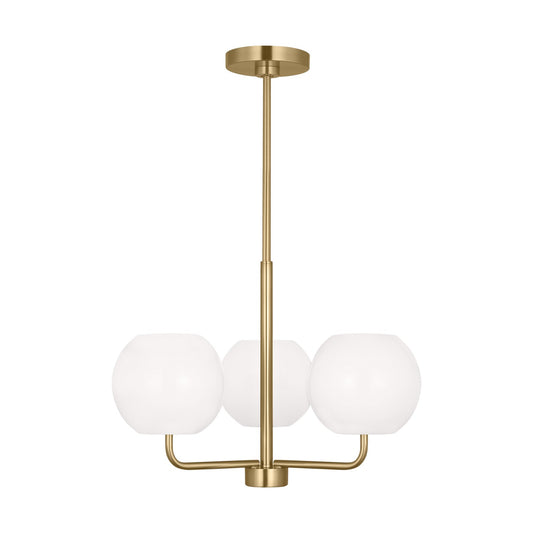 Rory Three Light Chandelier in Satin Brass
