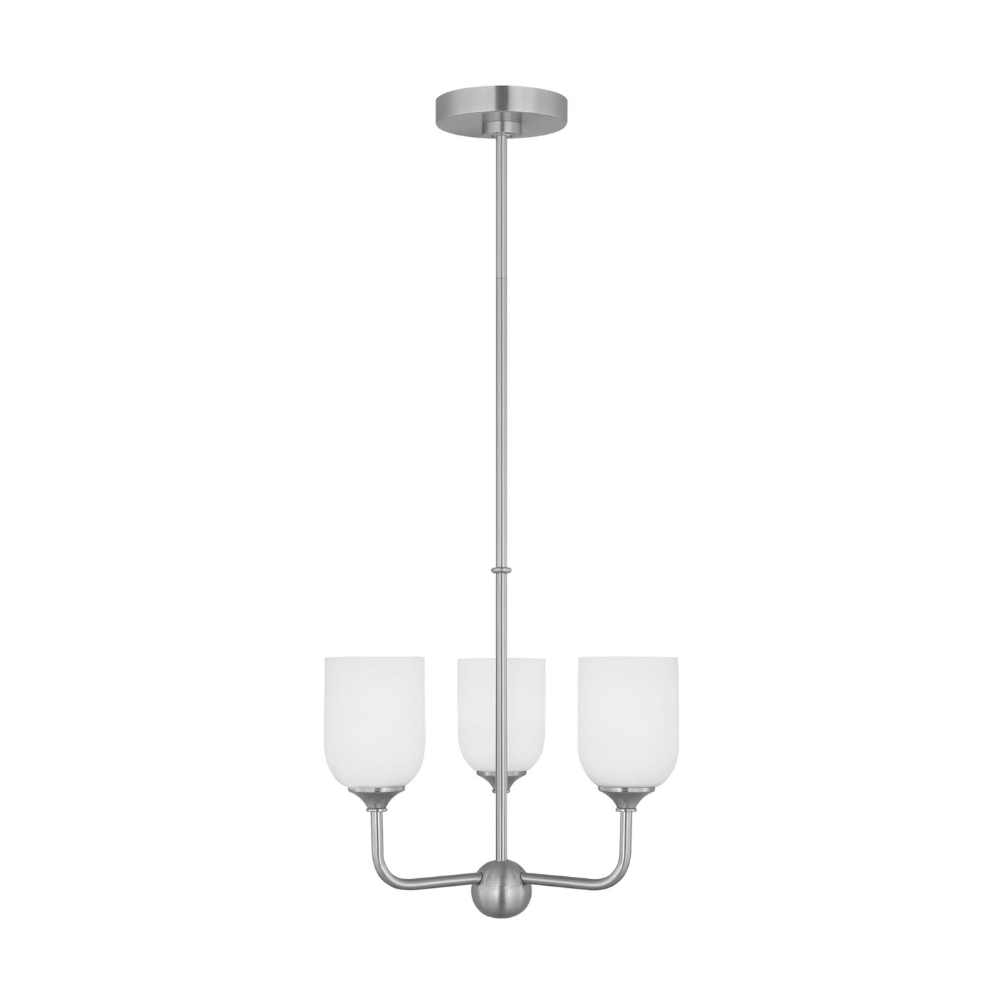 Emile Three Light Chandelier in Brushed Steel