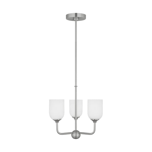 Emile Three Light Chandelier in Brushed Steel