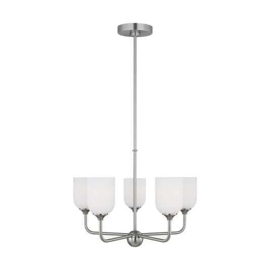 Emile Five Light Chandelier in Brushed Steel
