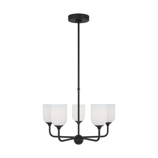 Emile Five Light Chandelier in Midnight Black
