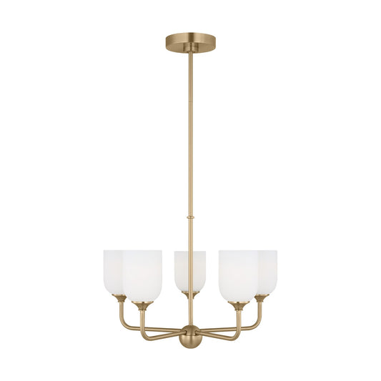 Emile Five Light Chandelier in Satin Brass