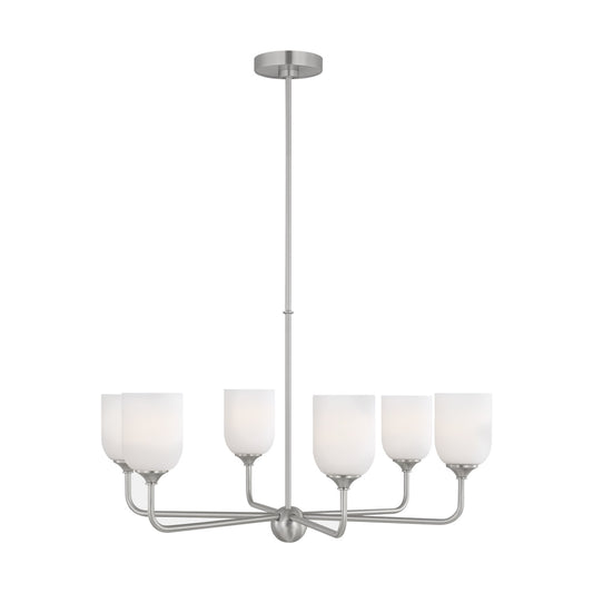 Emile Six Light Chandelier in Brushed Steel