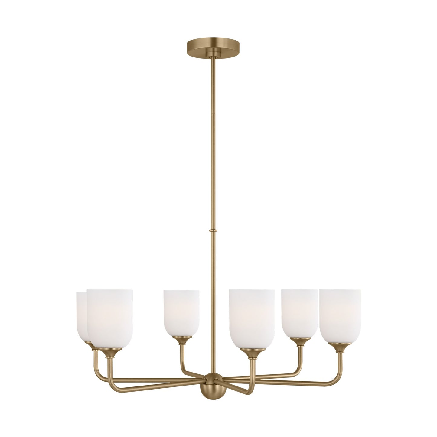 Emile Six Light Chandelier in Satin Brass