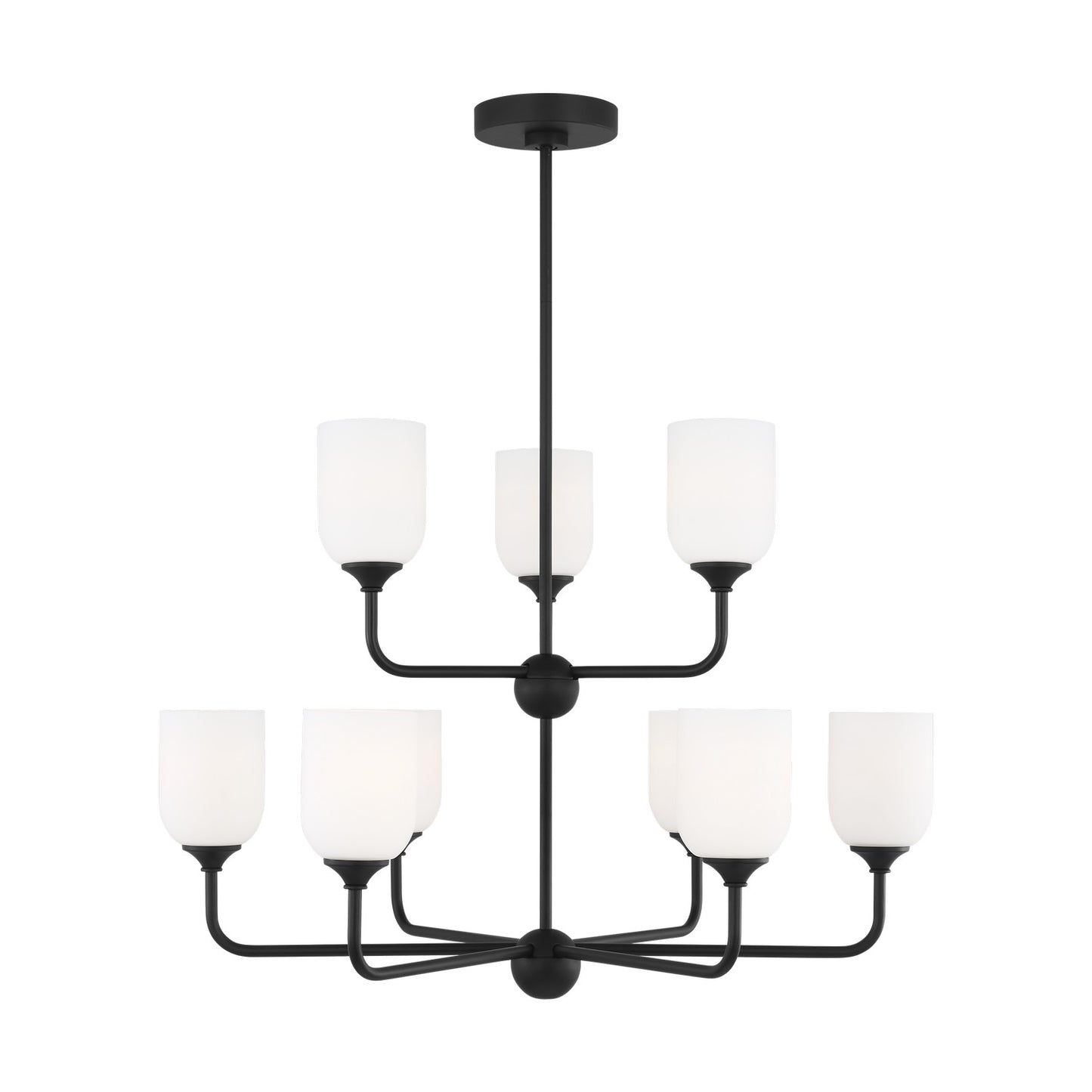 Emile Nine Light Chandelier in Midnight Black